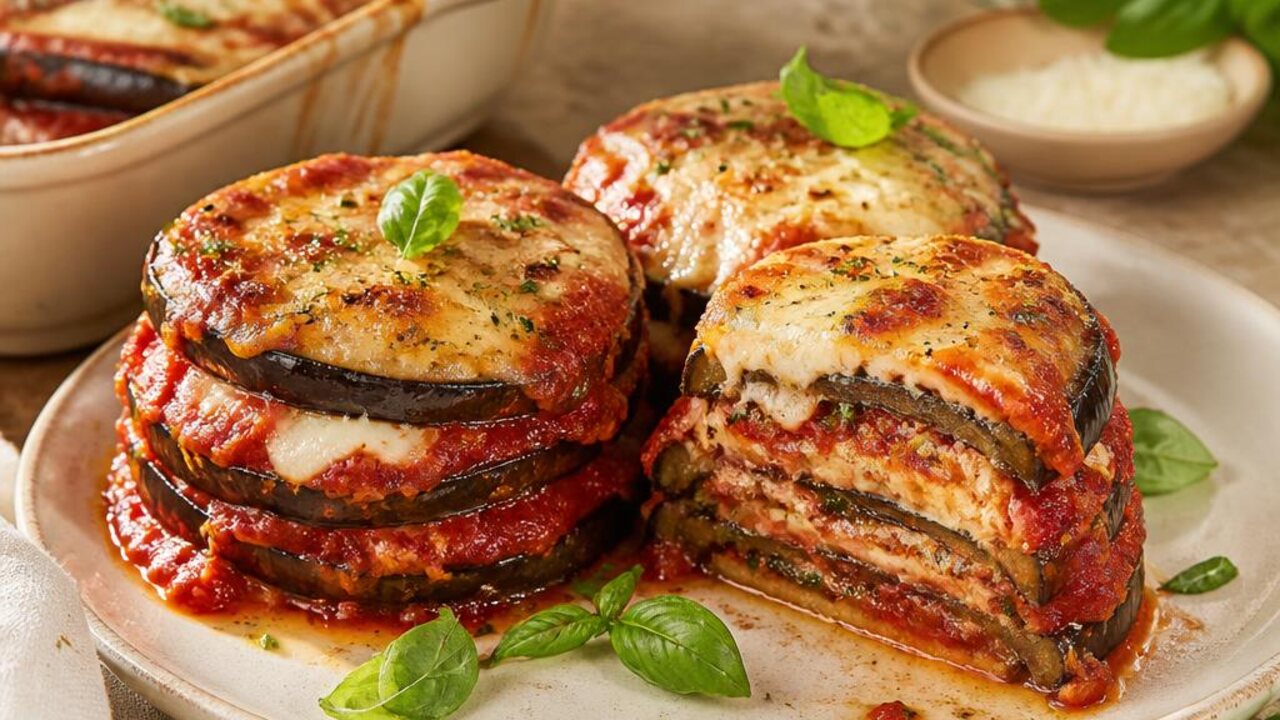 Baked Eggplant Parmesan Stacks