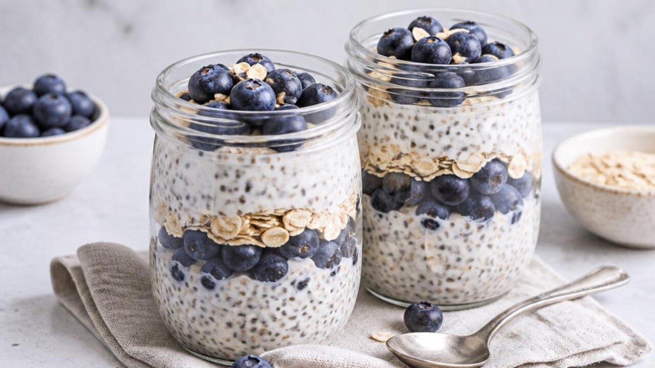 Blueberry Chia Overnight Oat Jars
