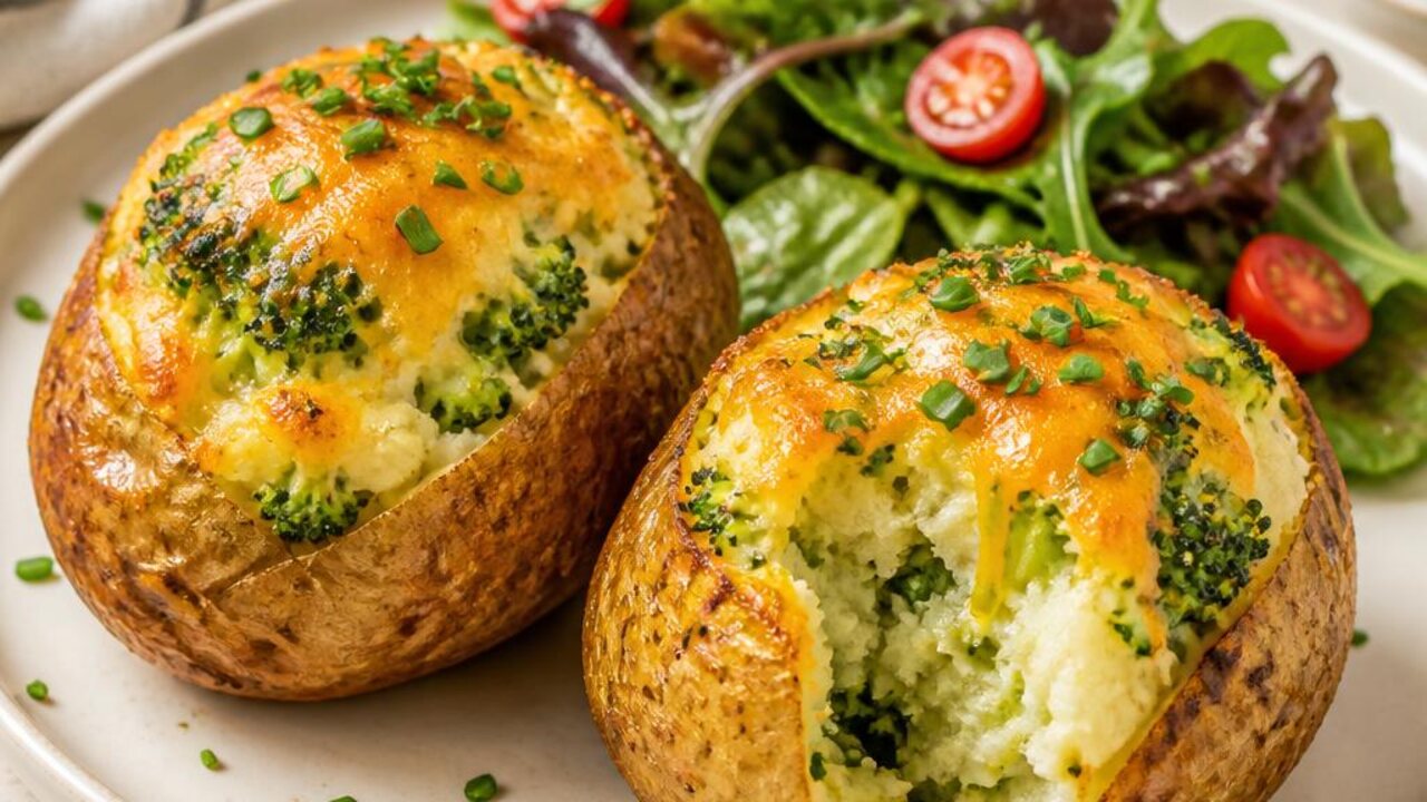 Broccoli Cheddar Twice-Baked Potatoes