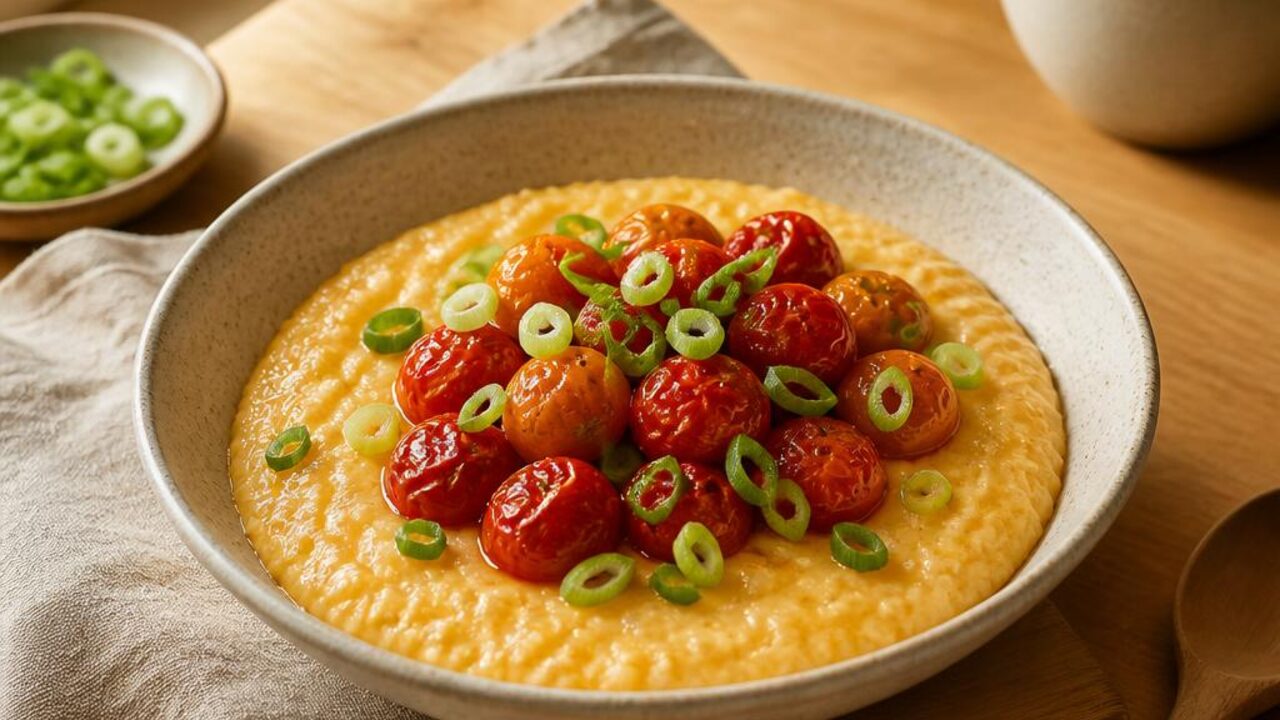 Cheddar Grits with Roasted Tomatoes