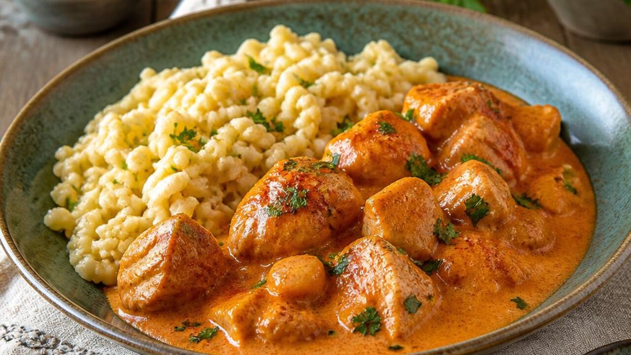 Chicken Paprikash with Buttered Spaetzle