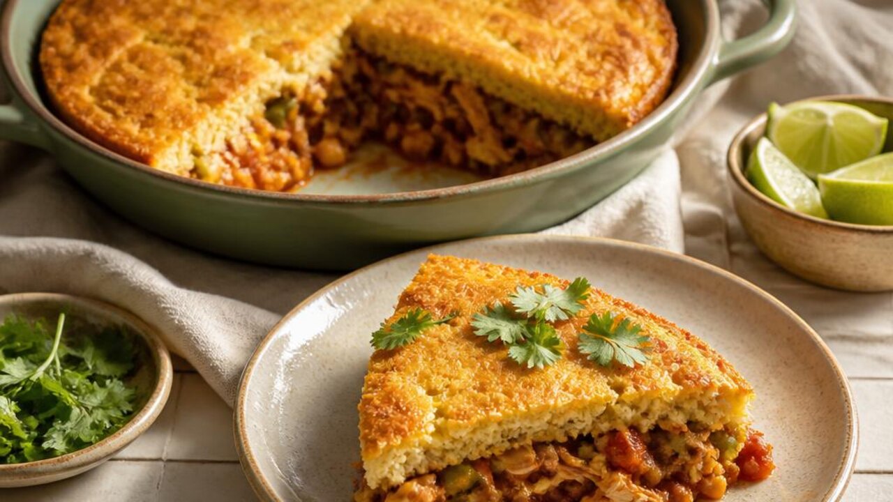 Chicken Tamale Pie with Poblano Cornbread