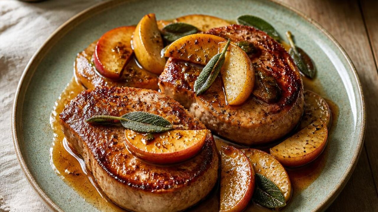 Cider-Glazed Pork Chops with Sage and Apples