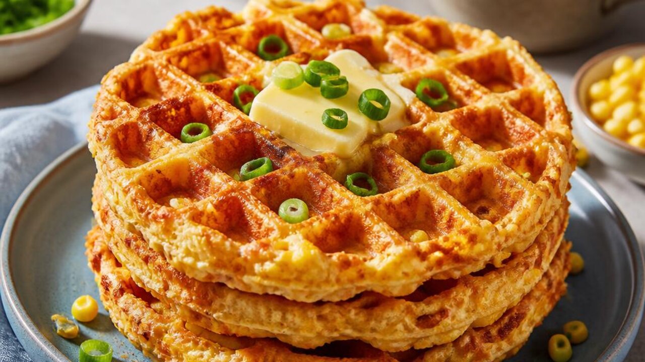 Savory Corn and Cheddar Breakfast Waffles