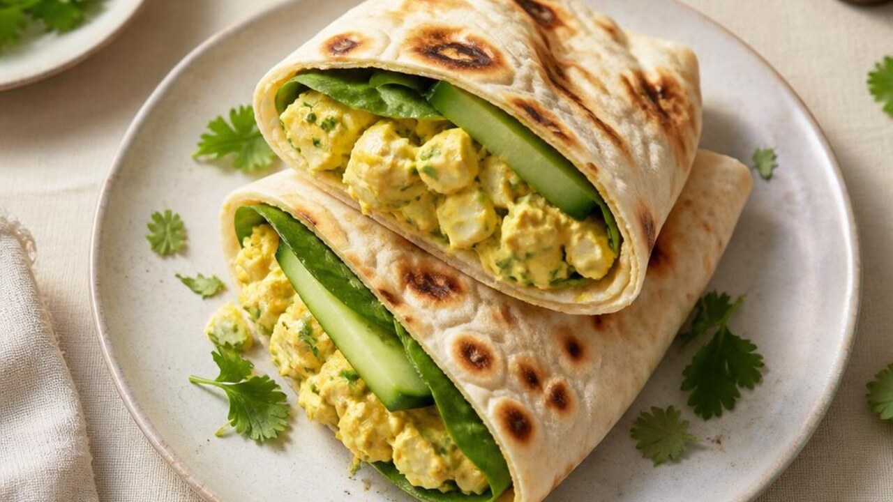 Curried Egg Salad Naan Wraps