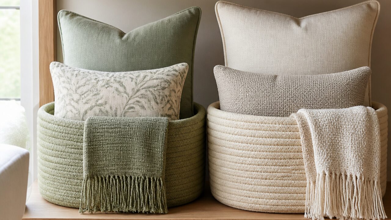 Keep Cushion and Throw Sets Together in Storage