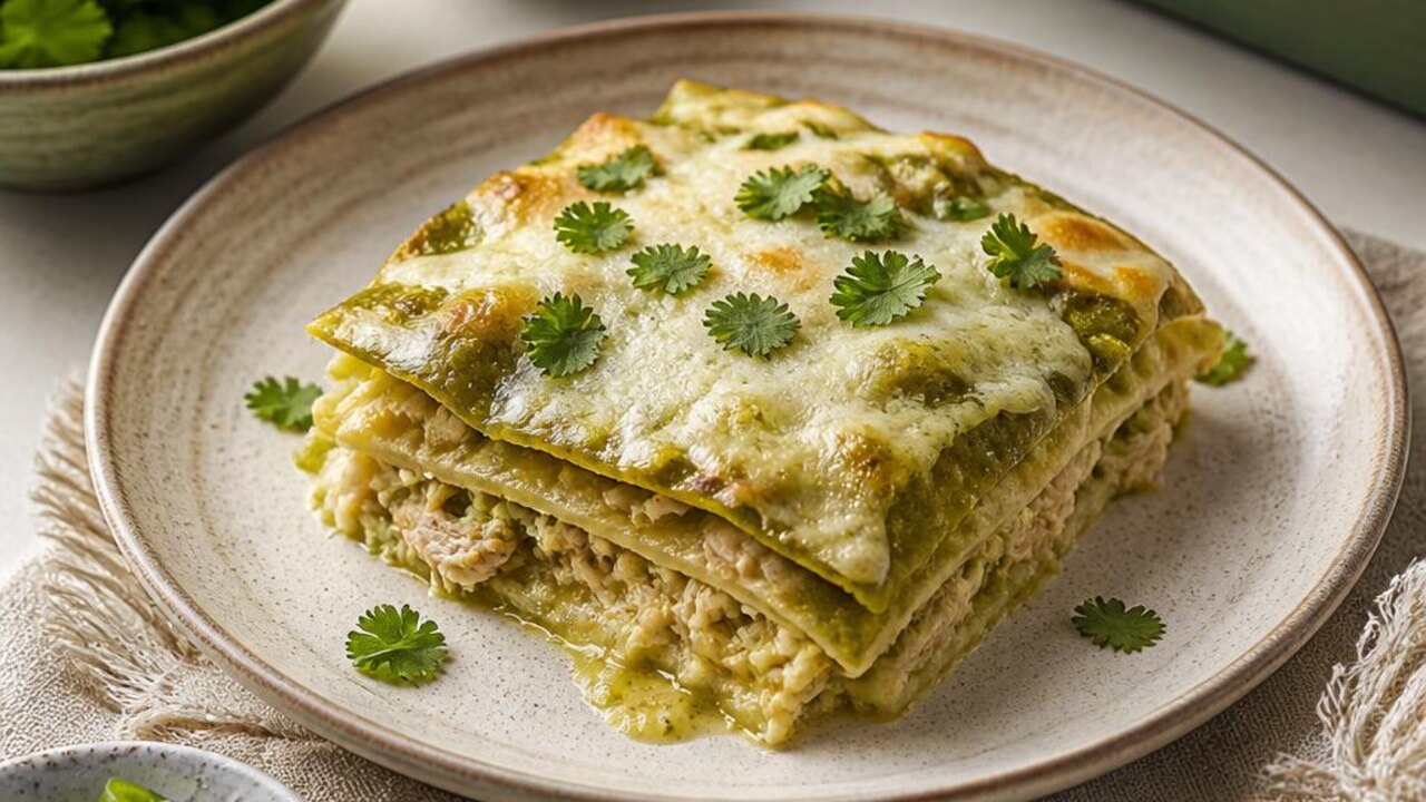 Green Chile Chicken Enchilada Casserole
