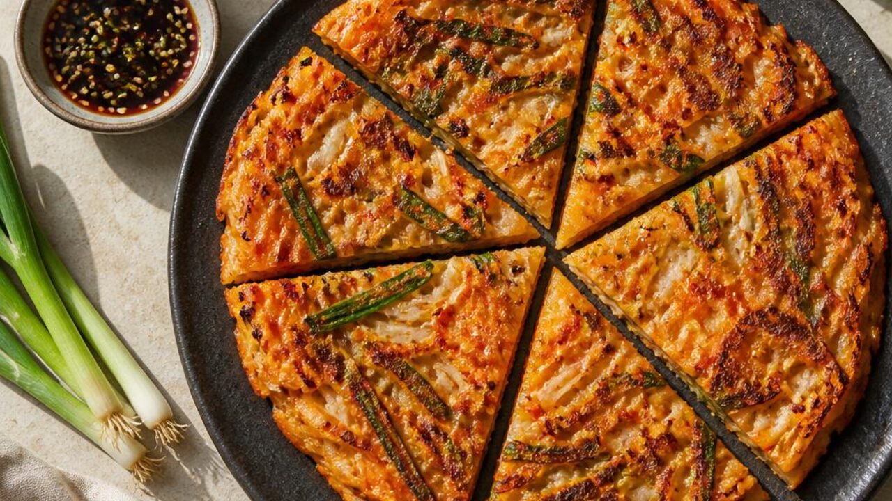 Crisp Kimchi and Scallion Pancakes