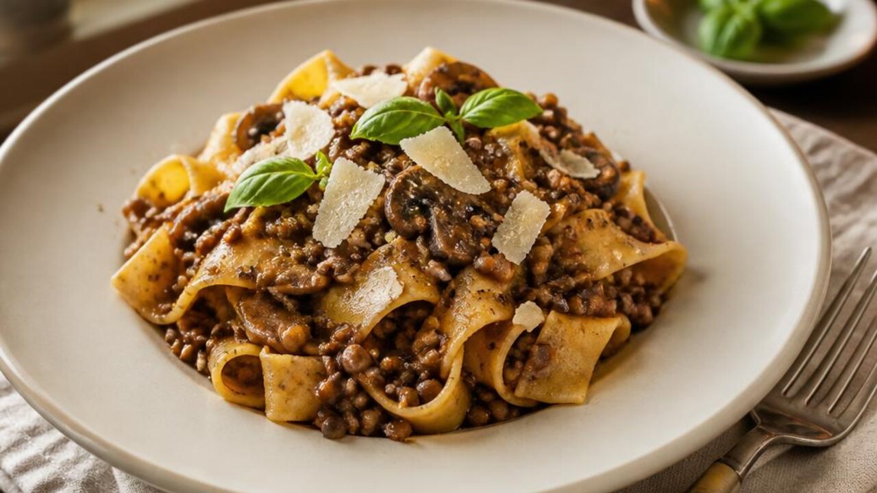 Lentil Bolognese with Pappardelle