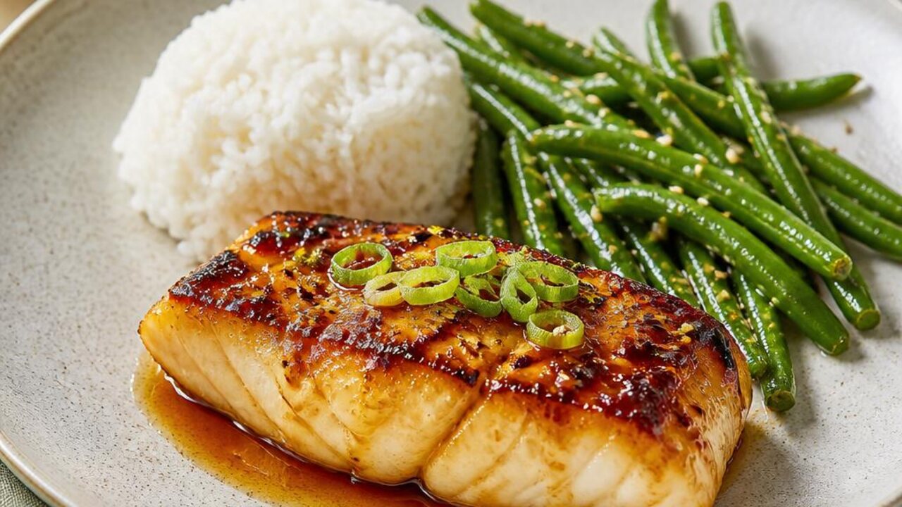 Miso-Glazed Cod with Sesame Green Beans