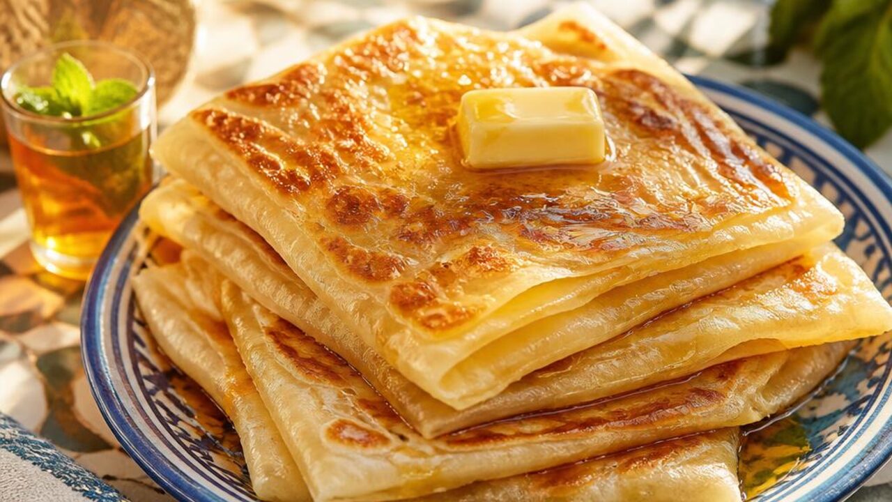 Layered Moroccan Msemen Breakfast Flatbread