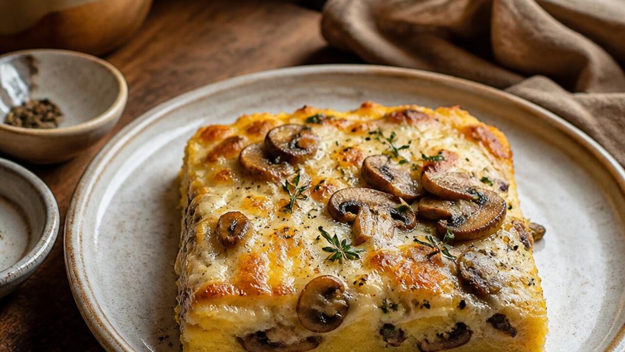 Mushroom Polenta Bake with Fontina