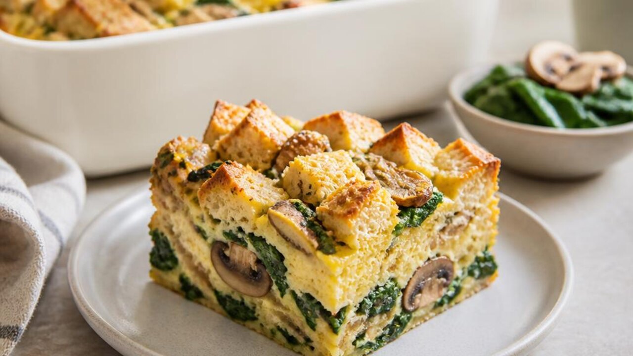 Mushroom and Spinach Breakfast Strata