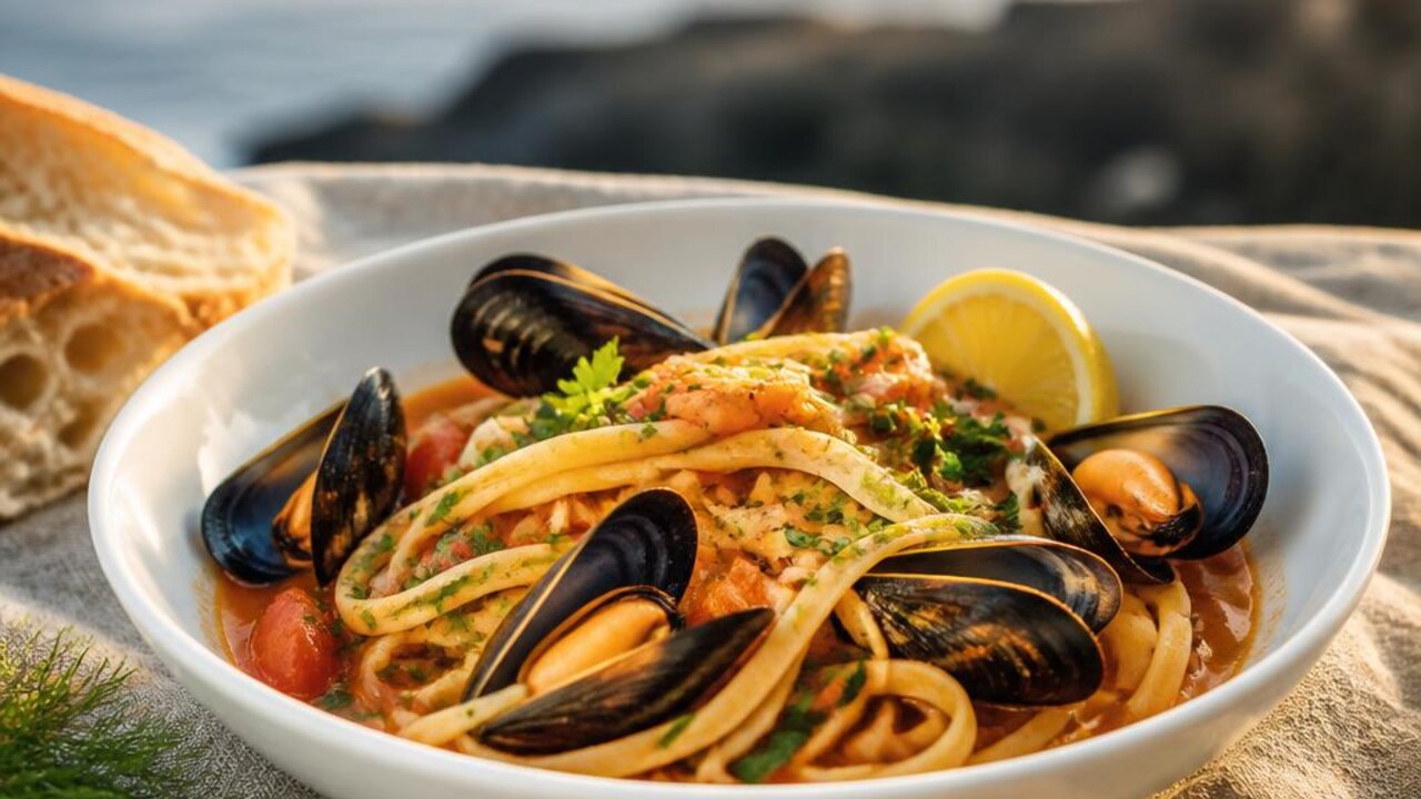 Mussels with Fennel, Tomato, and Linguine