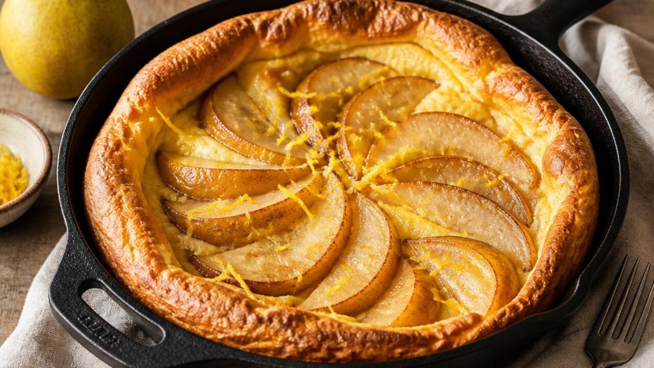 Pear Dutch Baby: A Puffed Oven Pancake