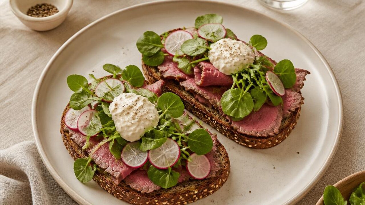 Roast Beef and Horseradish Rye Tartines