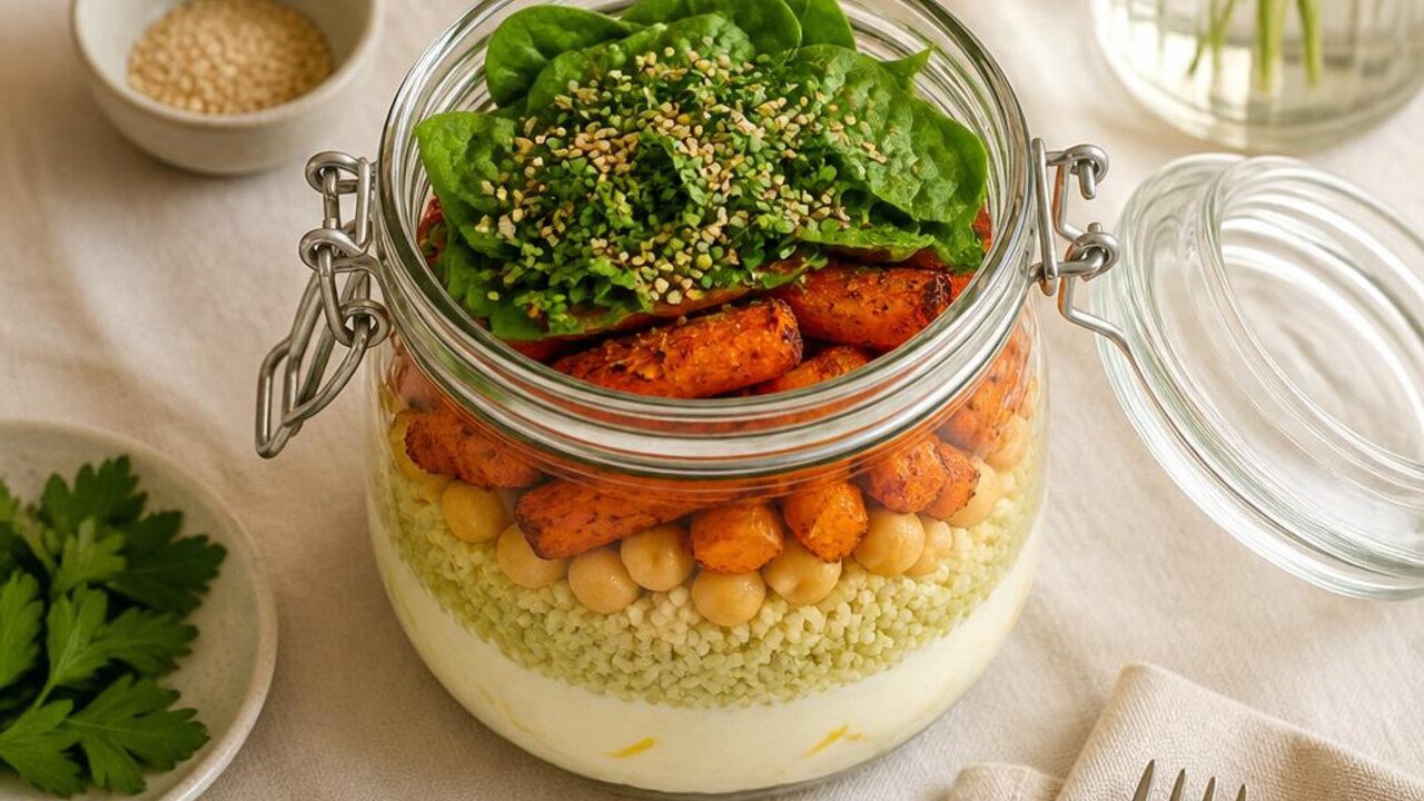 Roasted Carrot and Harissa Couscous Jars