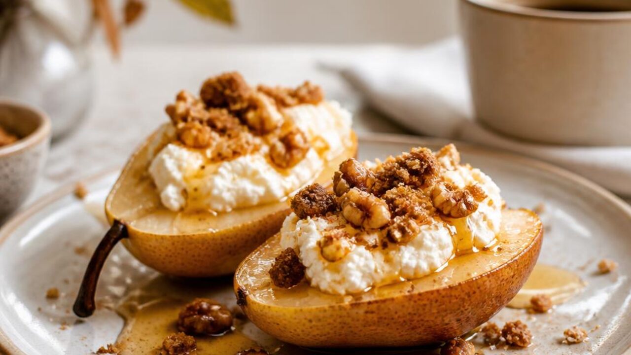 Roasted Pears with Ricotta and Rye Crumble