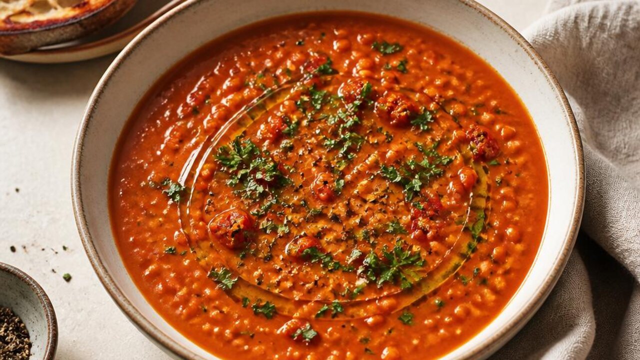 Roasted Tomato and Red Lentil Soup