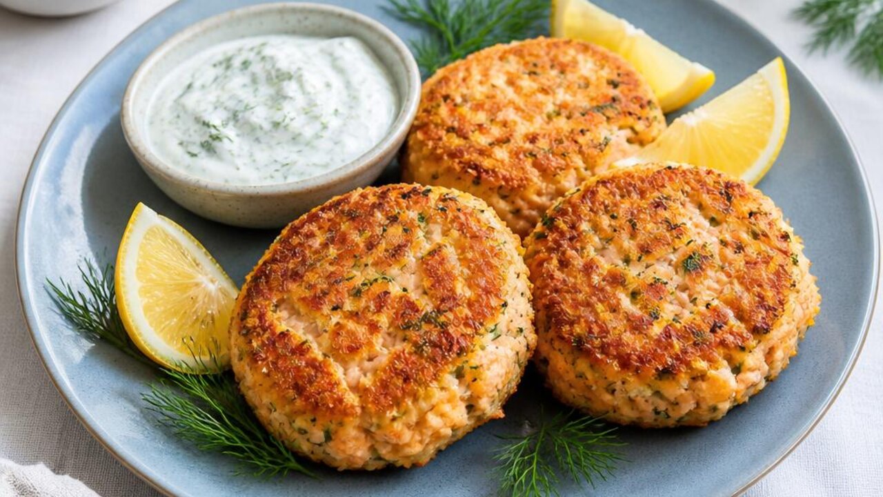 Salmon and Potato Cakes with Dill Sauce