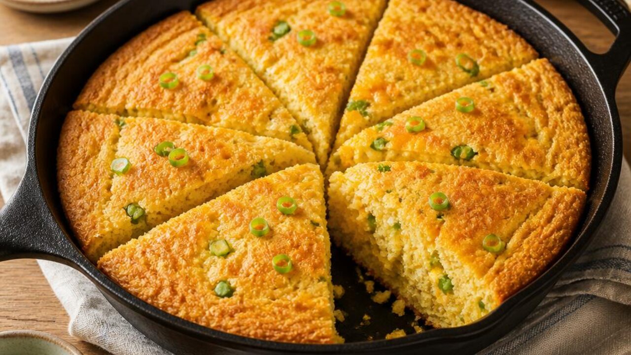 Skillet Cheddar and Scallion Cornbread