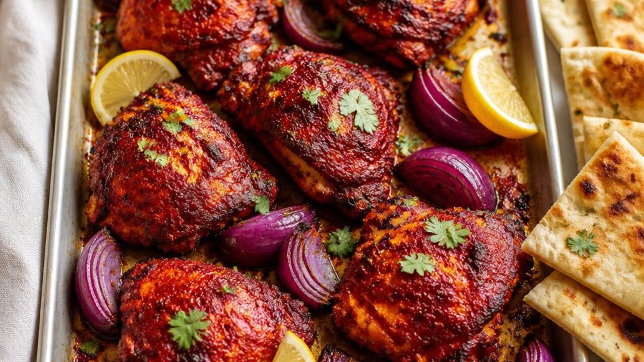 Tandoori-Style Chicken and Vegetables with Naan
