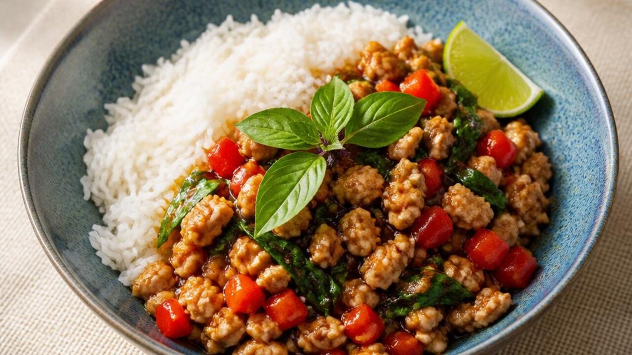 Thai Basil Chicken Rice Bowls