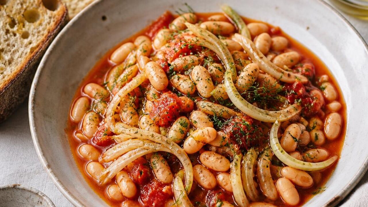 Tomato-Braised White Beans with Fennel