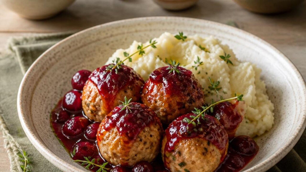 Turkey Meatballs with Sage and Cranberry Glaze