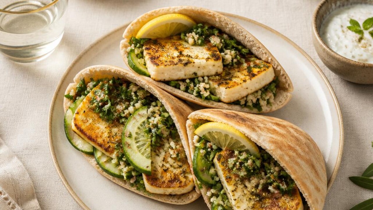 Za'atar Halloumi and Tabbouleh Pita Pockets